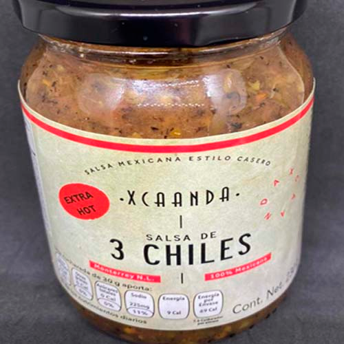 Salsa de 3 Chiles Extra Hot - XCAANDA